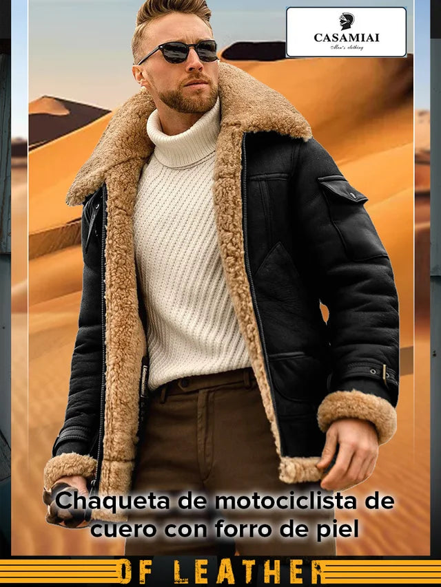 Chaqueta de cuero con forro de piel