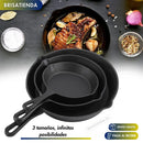 Set X 3 Sartenes De Hierro Fundido + Antiadherentes