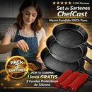 Set X 3 Sartenes De Hierro Fundido + Antiadherentes