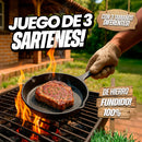 Set X 3 Sartenes De Hierro Fundido + Antiadherentes